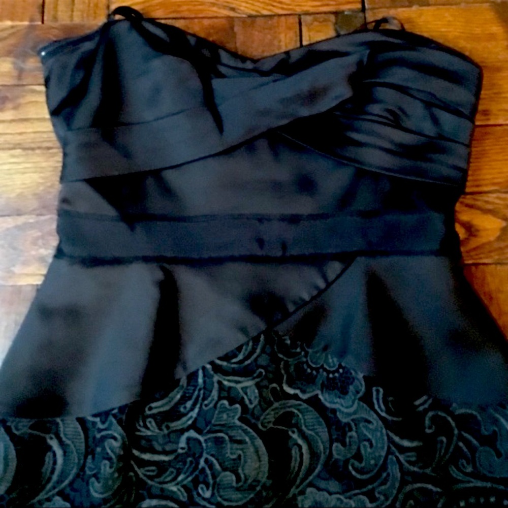 Bcbg black strapless dress with embroidered lace